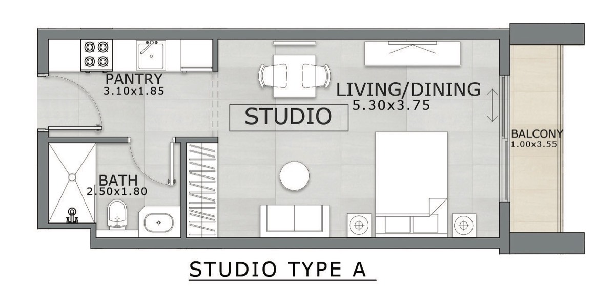 Studio Type A floor plan