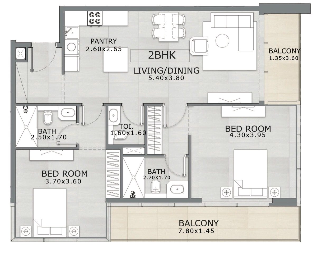 2 Bedroom Type B floor plan
