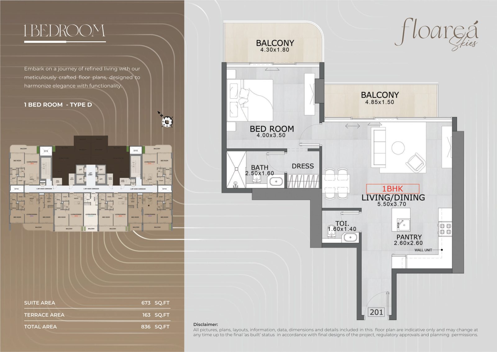 1 Bedroom - Type D floor plan